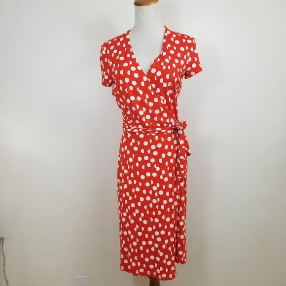 hobbs red polka dot dress